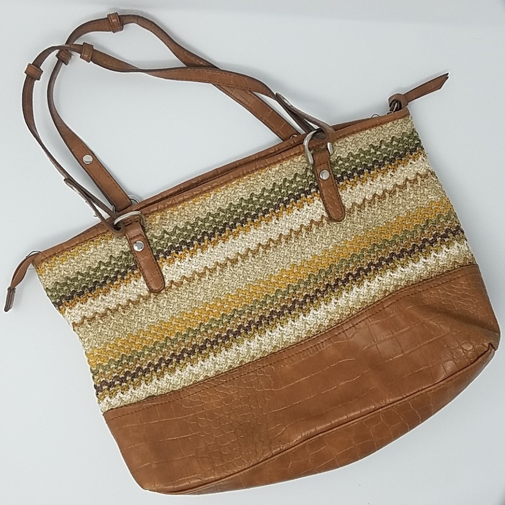 Womens woven multi-colored shoulder bag